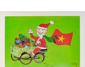 Bưu thiếp Santa xe ba gac