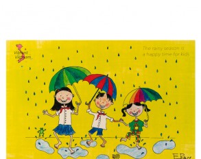 Postcard The rainy season is a happy time for kids